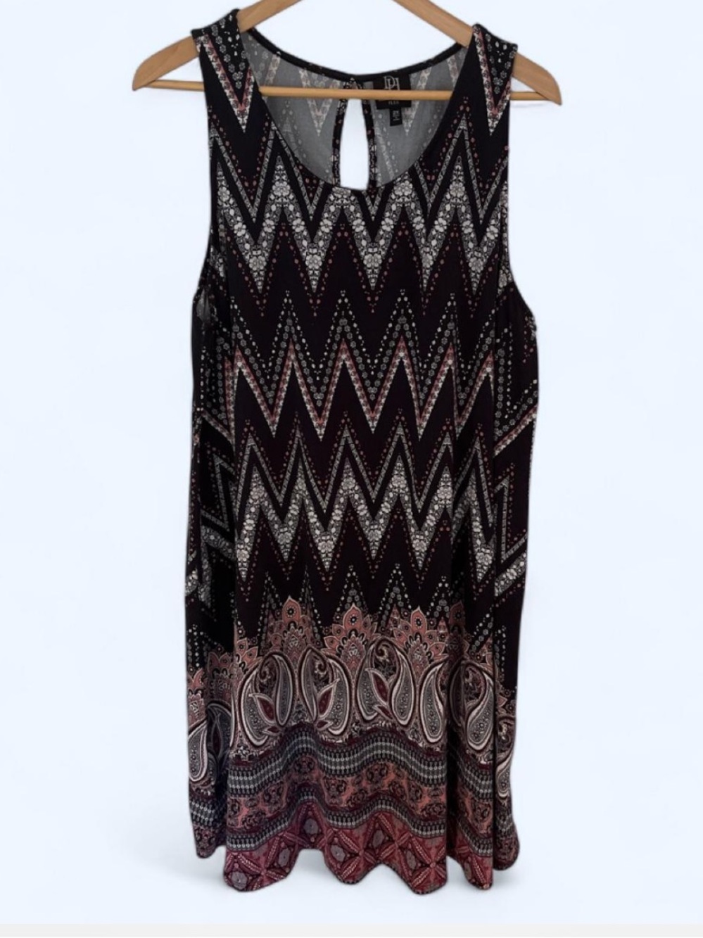 Derek Heart Plus Black and Blush Paisley Print Dress